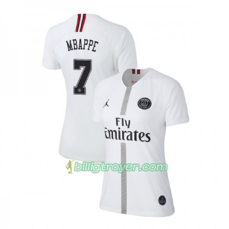 Billige Fotballdrakter Paris Saint-Germain Mbappe 7 Jodan Hvit Dame Tredjedraktsett 2018/19 Kortermet